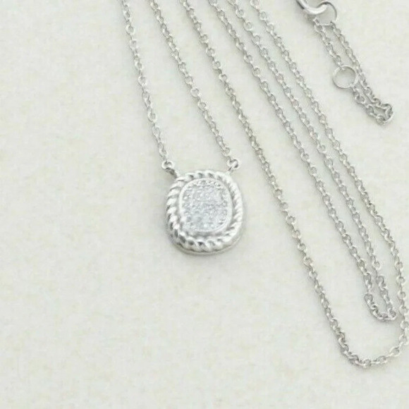 Sterling Silver CZ  Necklace 16 to 18 inch chain Adjustable - Picture 1 of 8